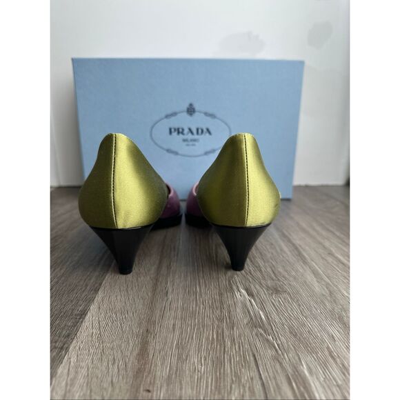 PRADA Raso 50MM Colorblock Kitten Pumps Size EU37.5/US7.5 $1450 - Picture 9 of 14